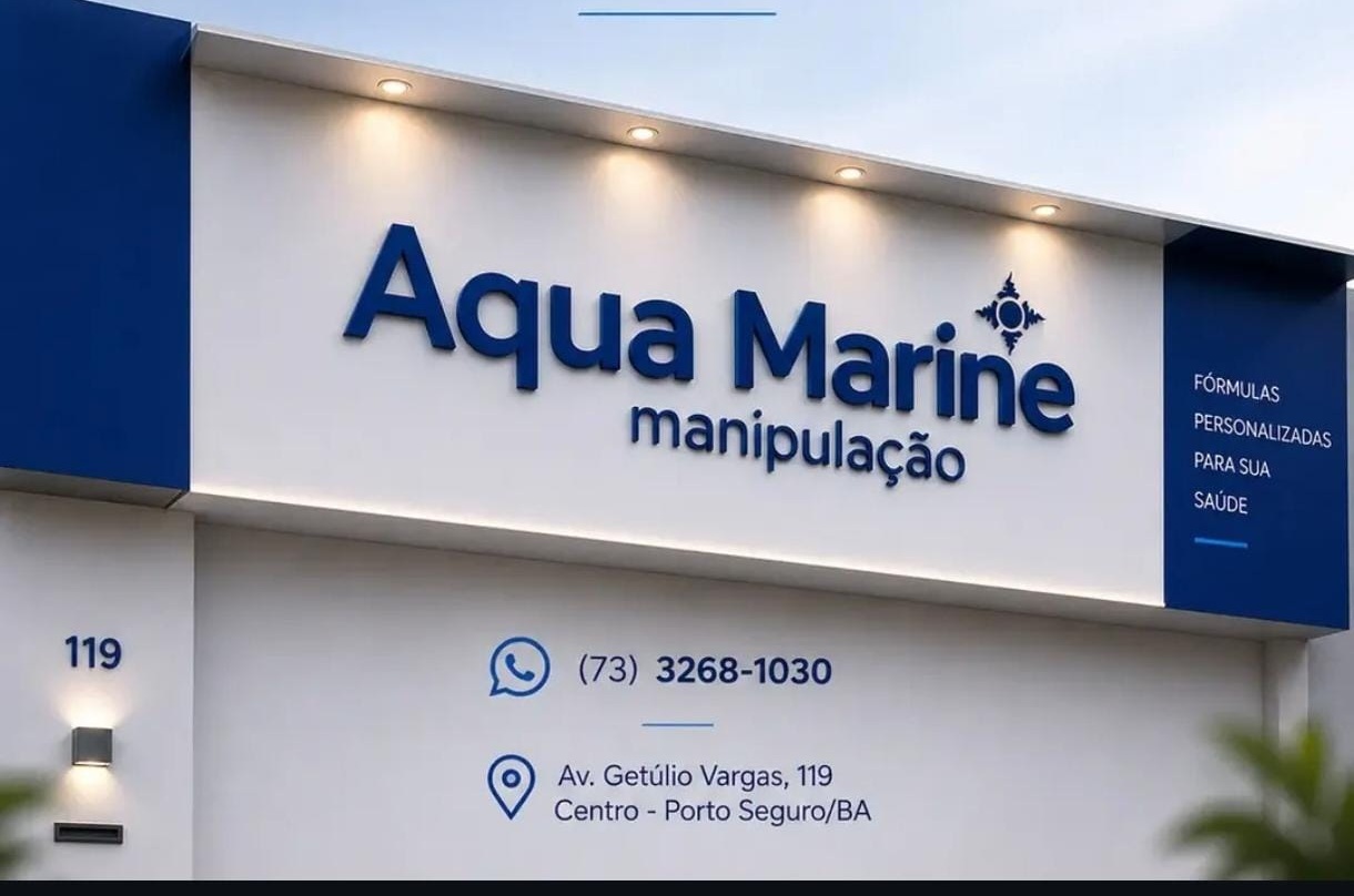 Fachada da Aquamarine Farmácia de Manipulação